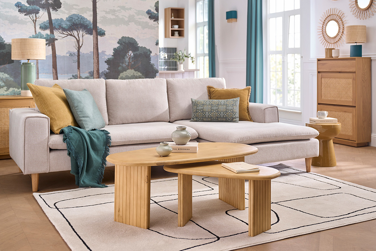 Couchtische Nesting-Set aus hellem Mangoholz massiv (Set aus 2) MARBELLA