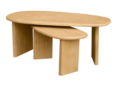 Couchtische Nesting-Set aus hellem Mangoholz massiv (Set aus 2) MARBELLA
