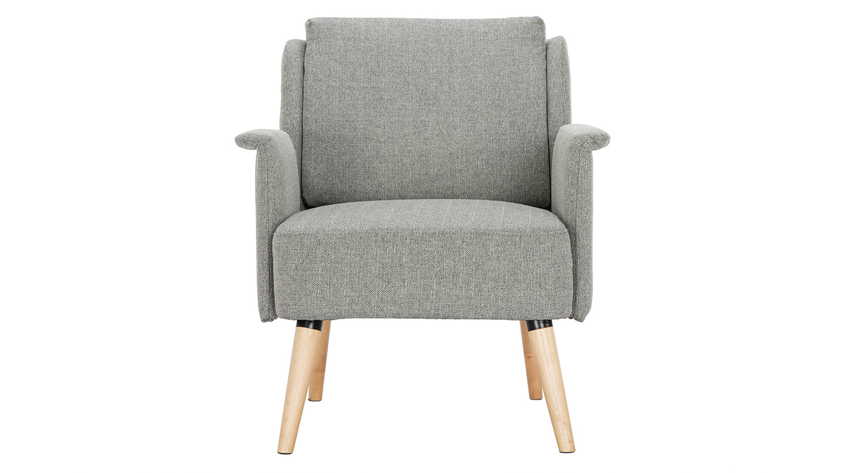 Der skandinavische Sessel AEOLA hellgrau und aus Holz