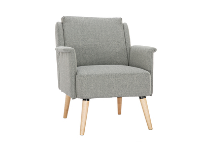 Der skandinavische Sessel AEOLA hellgrau und aus Holz
