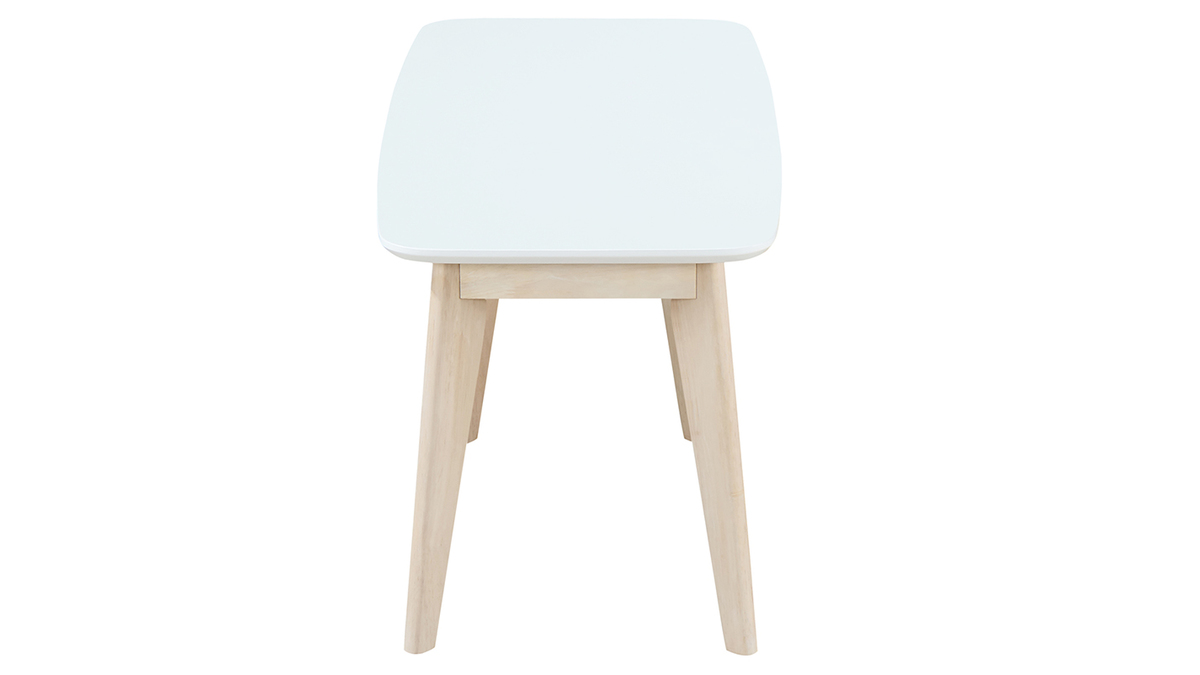 Design Bank 100 cm Wei und Holz LEENA