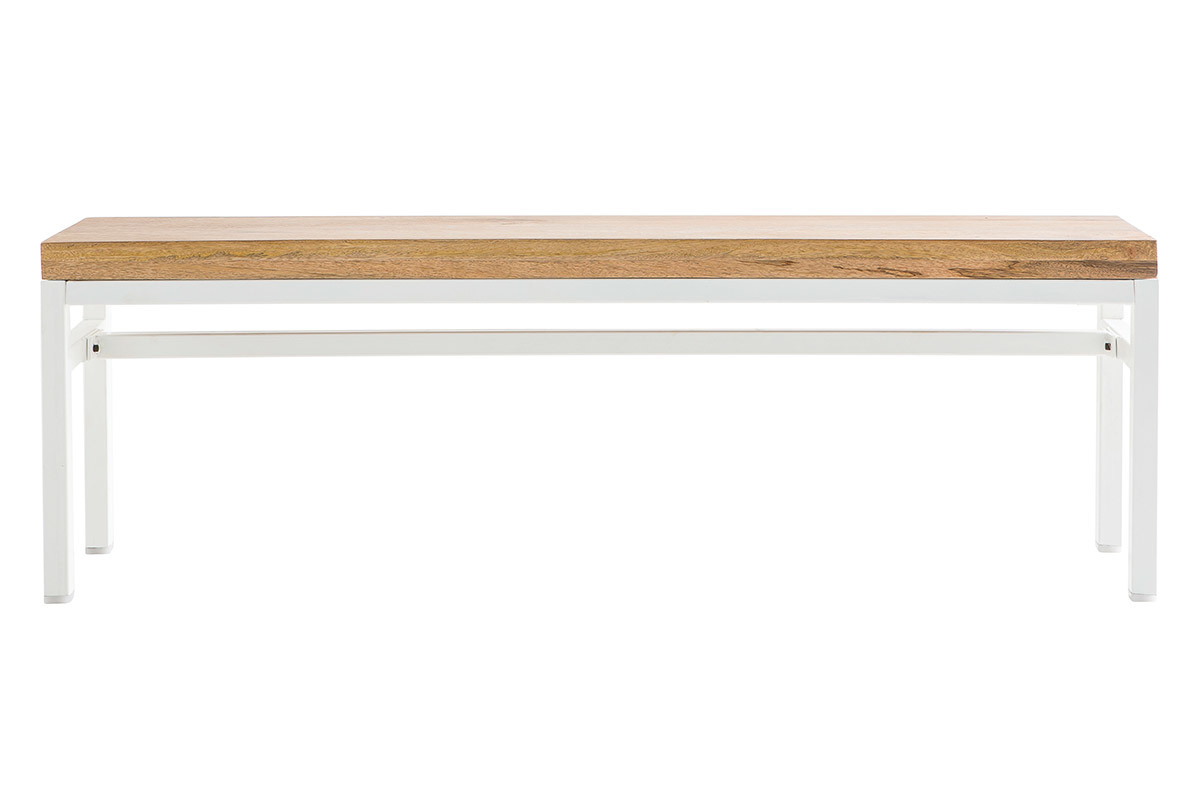 Design-Bank BOHO aus Mangoholz und weiem Metall 140 cm