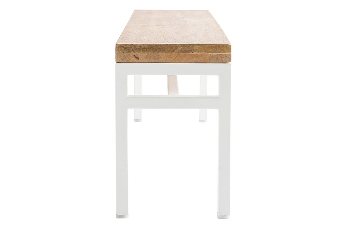 Design-Bank BOHO aus Mangoholz und weiem Metall 140 cm