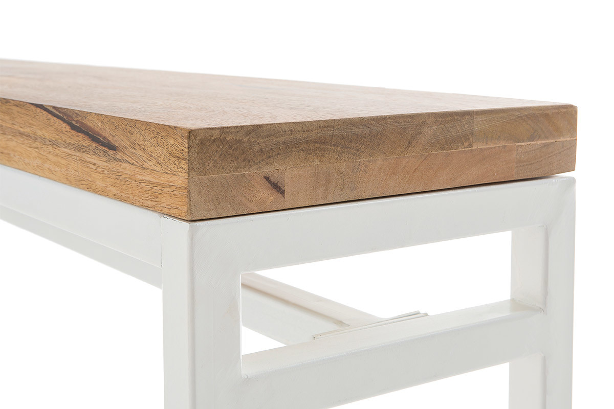 Design-Bank BOHO aus Mangoholz und weiem Metall 140 cm