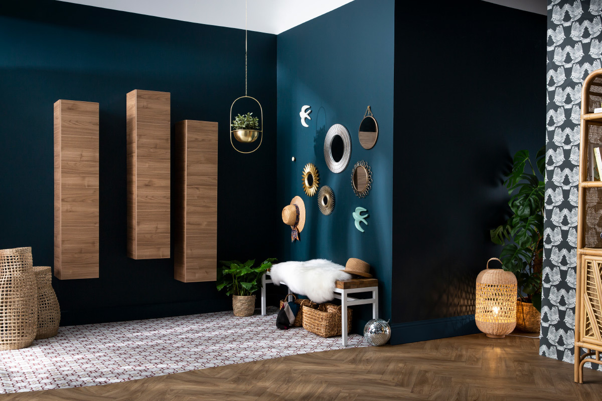 Design-Bank BOHO aus Mangoholz und weiem Metall 140 cm