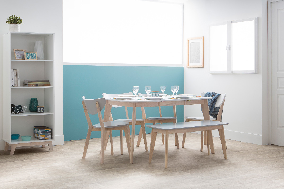 Design-Bank LEENA 100 cm hellgrau