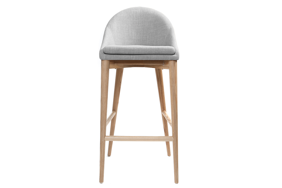 Design-Barhocker 75 cm Holz Stoff Hellgrau DALIA