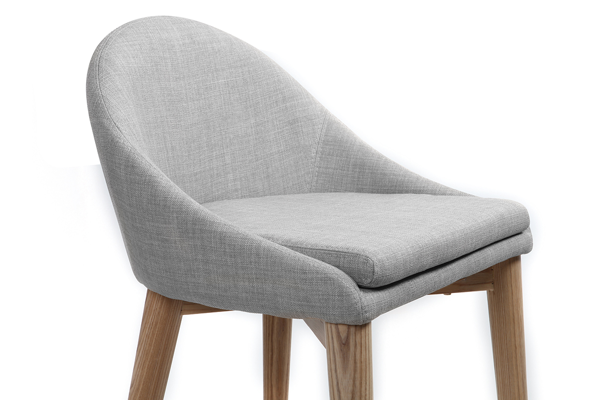 Design-Barhocker 75 cm Holz Stoff Hellgrau DALIA
