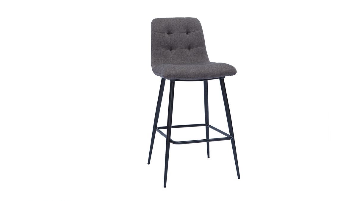 Design-Barhocker aus grauem Stoff und Metall H65 cm (Satz von 2) ESCAPE