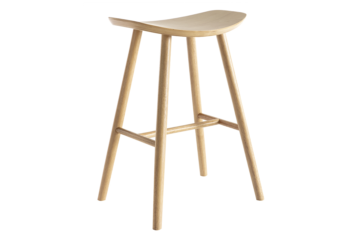 Design Barhocker aus hellem Holz H65 cm DEMORY