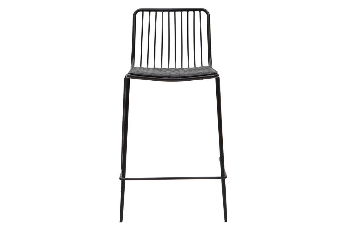 Design-Barhocker aus Metall Schwarz mit Kissen 65 cm (2er-Set) FEELING