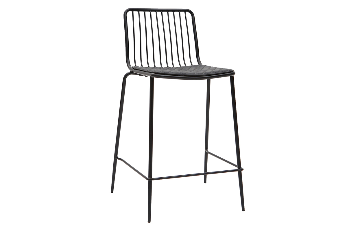Design-Barhocker aus Metall Schwarz mit Kissen 65 cm (2er-Set) FEELING