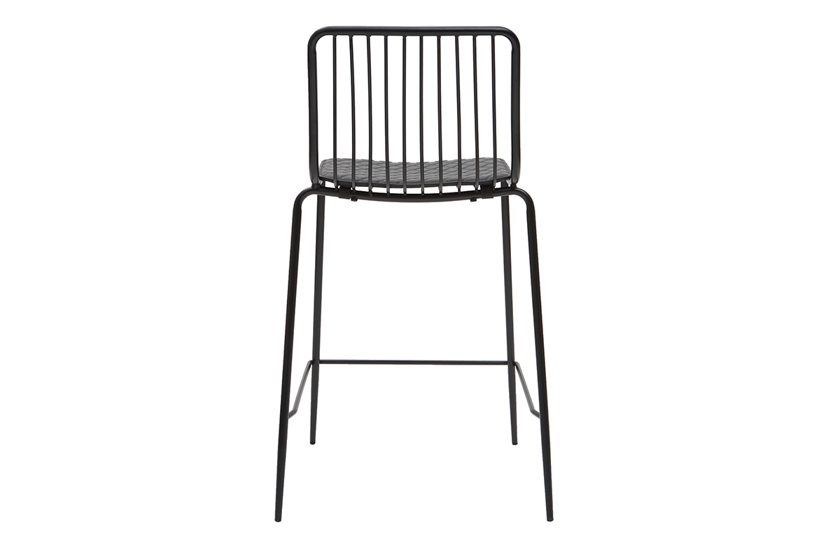 Design-Barhocker aus Metall Schwarz mit Kissen 65 cm (2er-Set) FEELING
