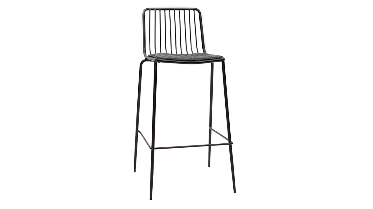 Design-Barhocker aus Metall Schwarz mit Kissen 75 cm (2er-Set) FEELING