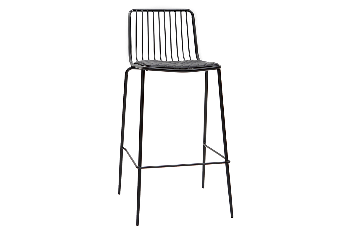 Design-Barhocker aus Metall Schwarz mit Kissen 75 cm (2er-Set) FEELING