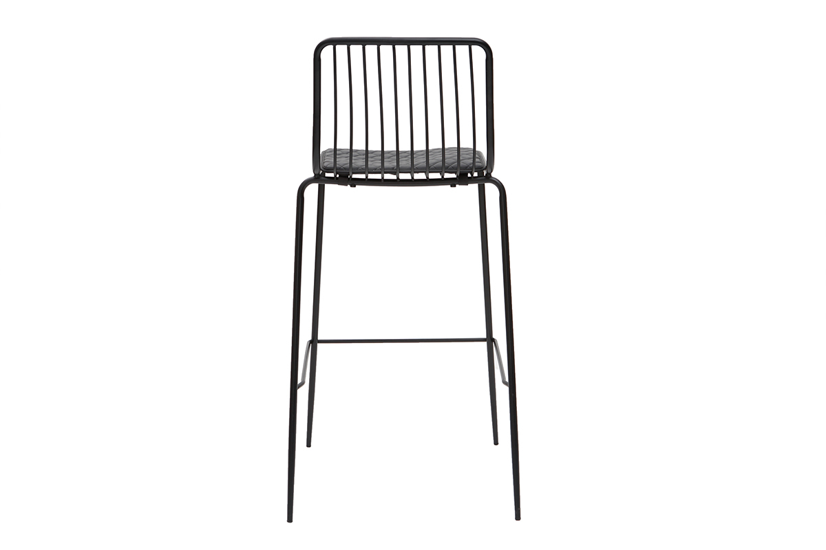 Design-Barhocker aus Metall Schwarz mit Kissen 75 cm (2er-Set) FEELING