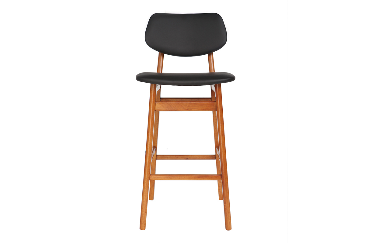 Design-Barhocker aus Nussbaumholz und Schwarz 65 cm NORDECO