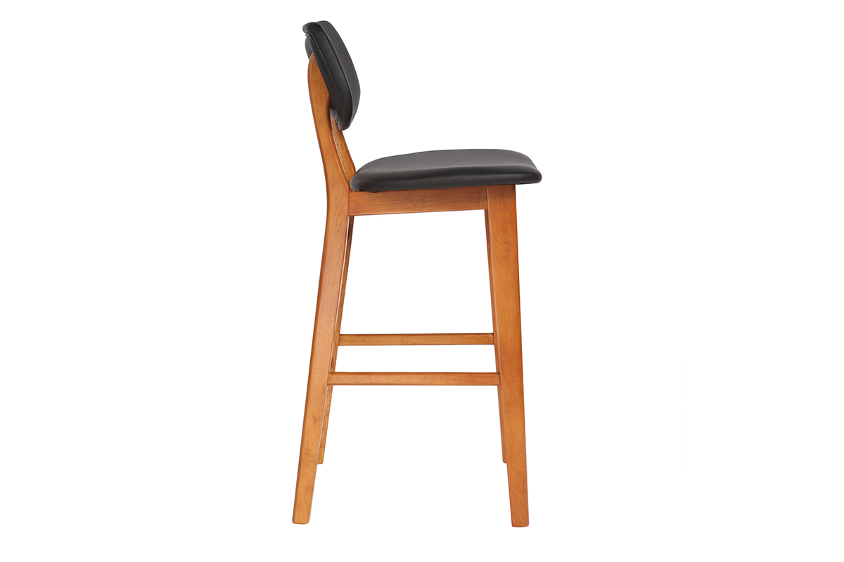 Design-Barhocker aus Nussbaumholz und Schwarz 65 cm NORDECO