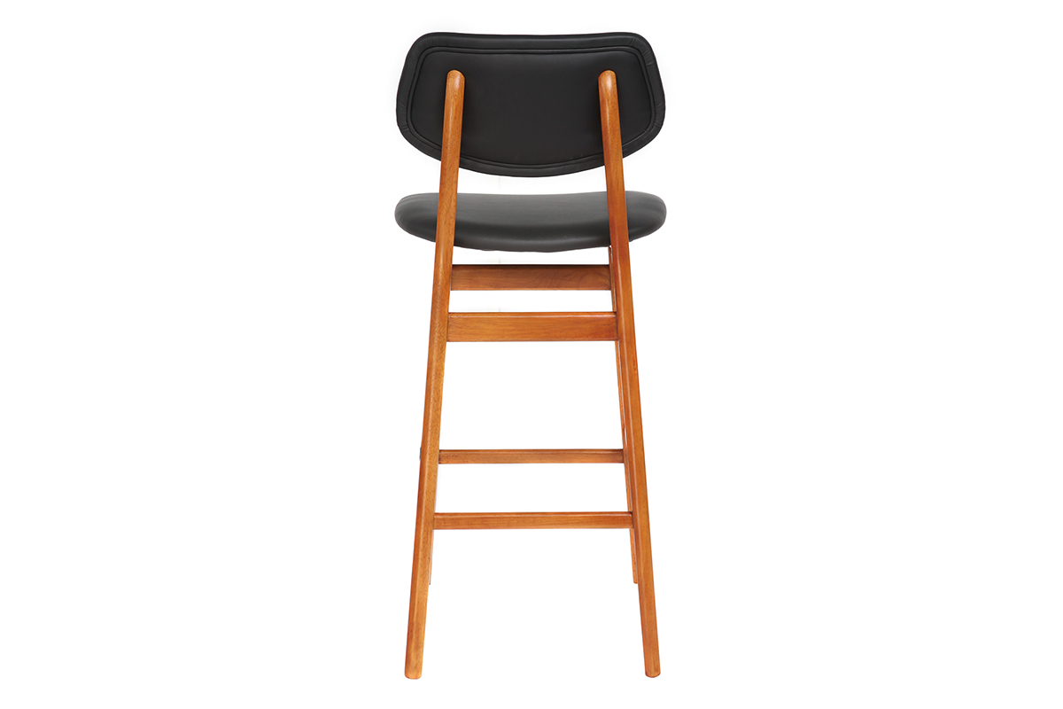Design-Barhocker aus Nussbaumholz und Schwarz 65 cm NORDECO