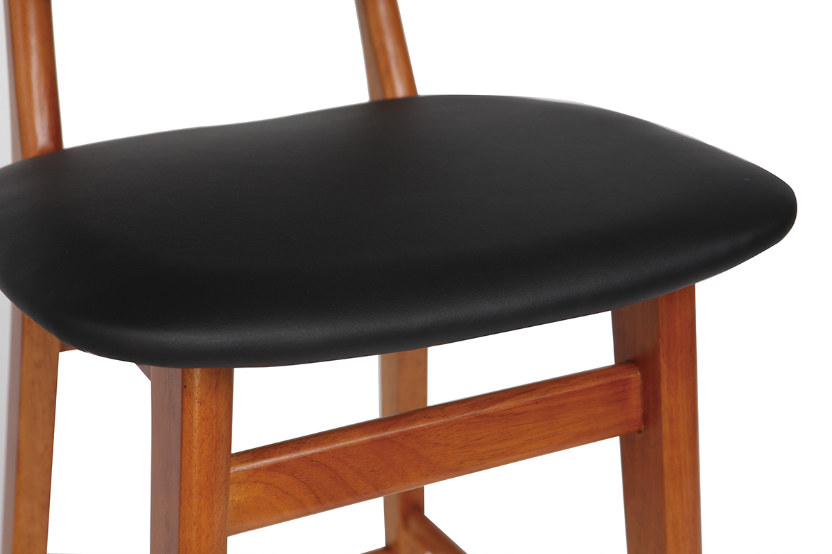 Design-Barhocker aus Nussbaumholz und Schwarz 65 cm NORDECO