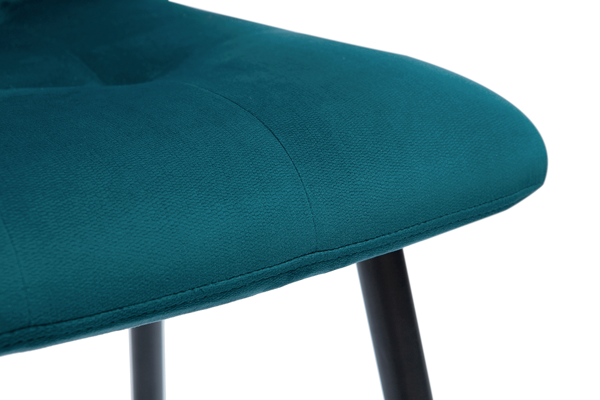 Design-Barhocker aus petrolblauem Samtstoff und Metall H 65 cm (2er-Set) ESCAPE