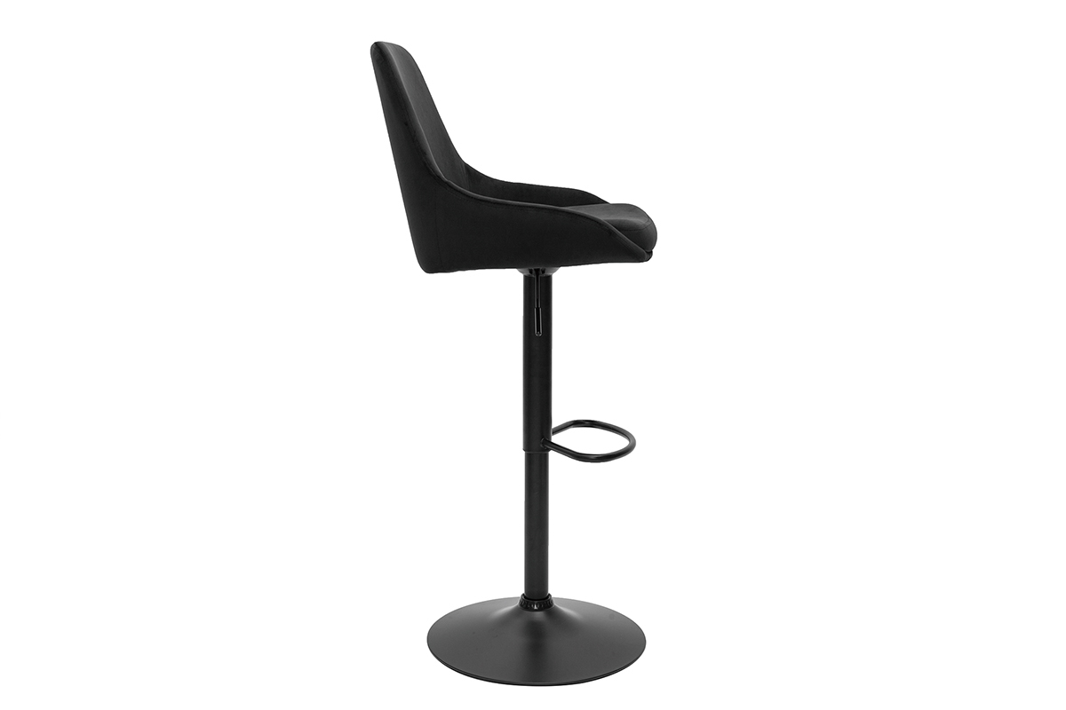 Design-Barhocker aus petrolblauem Samtstoff und schwarzem Metall 360� drehbar (2er-Set) HOLO