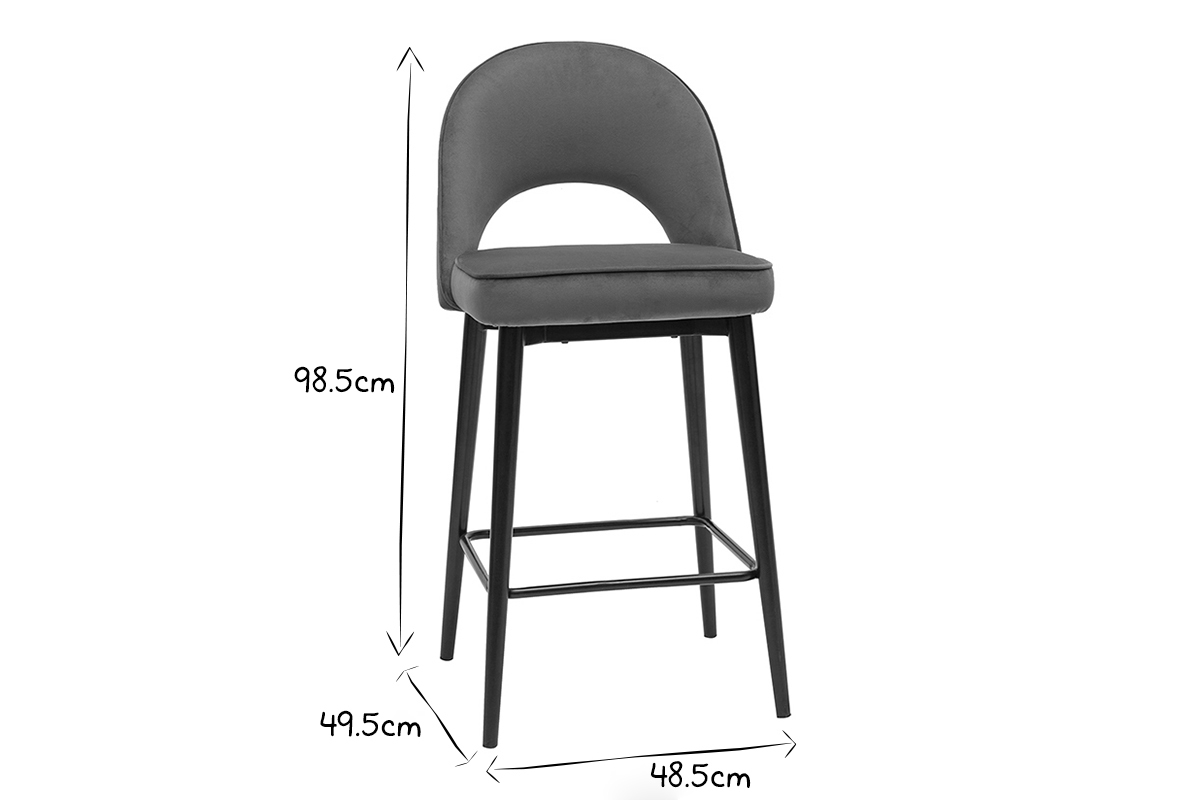 Design-Barhocker aus terracottafarbenem Samt und Metall H69 cm BELLEROSE