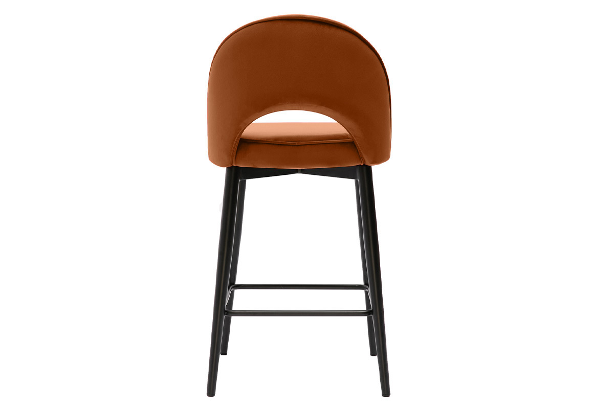 Design-Barhocker aus terracottafarbenem Samt und Metall H69 cm BELLEROSE
