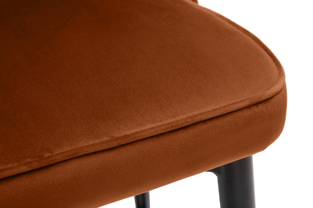 Design-Barhocker aus terracottafarbenem Samt und Metall H69 cm BELLEROSE