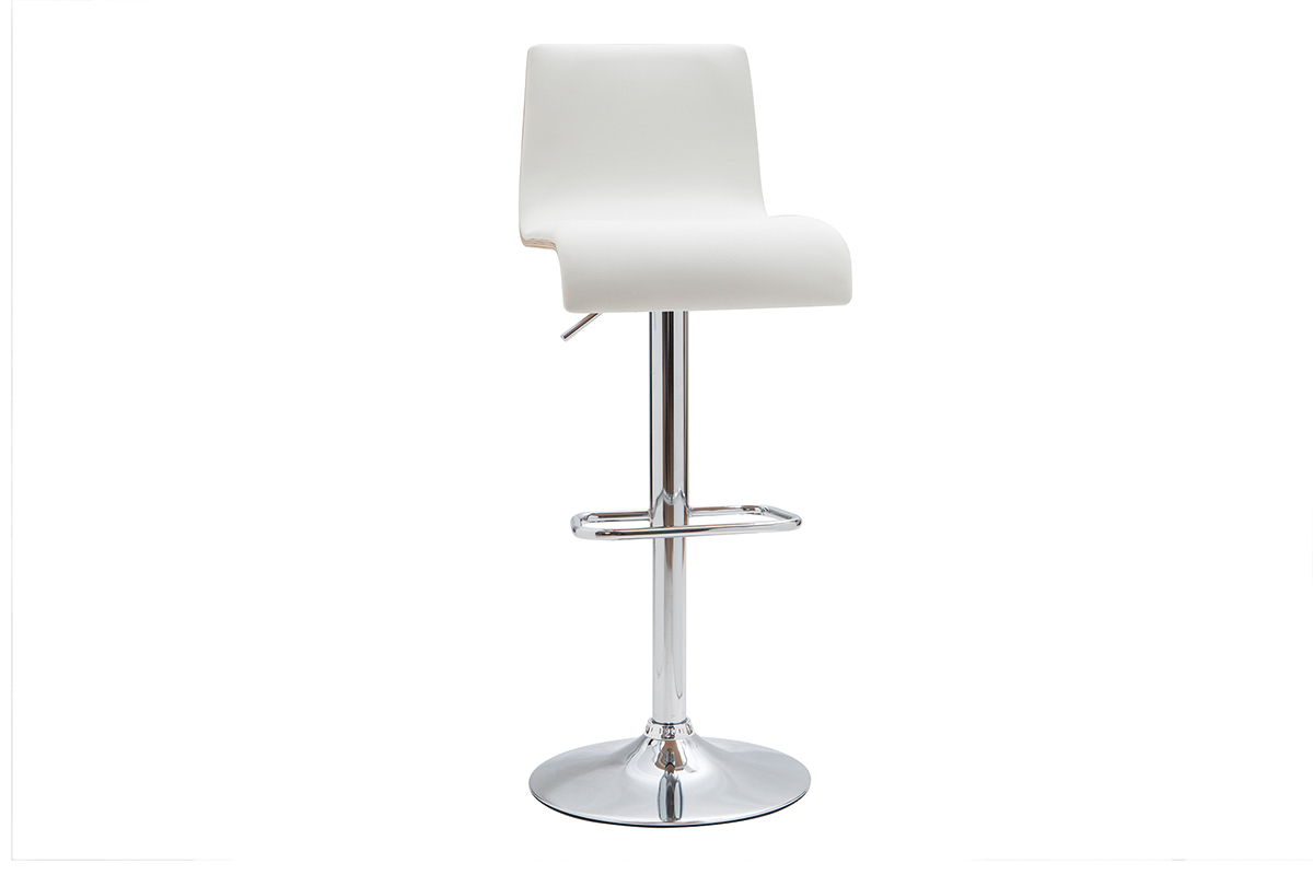 Design-Barhocker DELICACY hhenverstellbar wei und helles Holz 2er SET