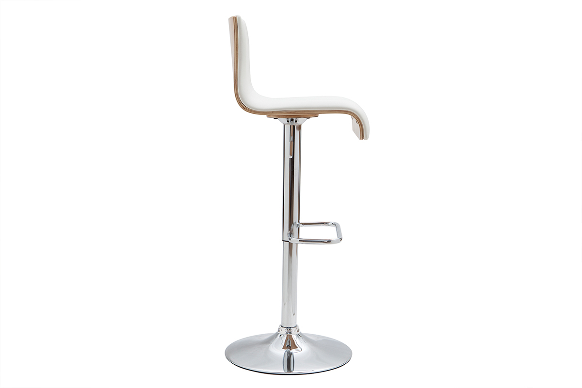 Design-Barhocker DELICACY hhenverstellbar wei und helles Holz 2er SET