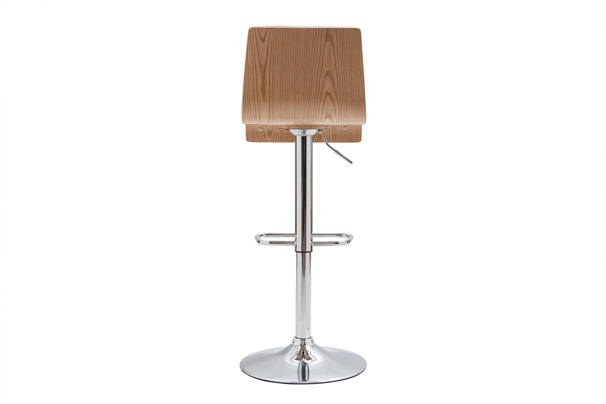 Design-Barhocker DELICACY hhenverstellbar wei und helles Holz 2er SET