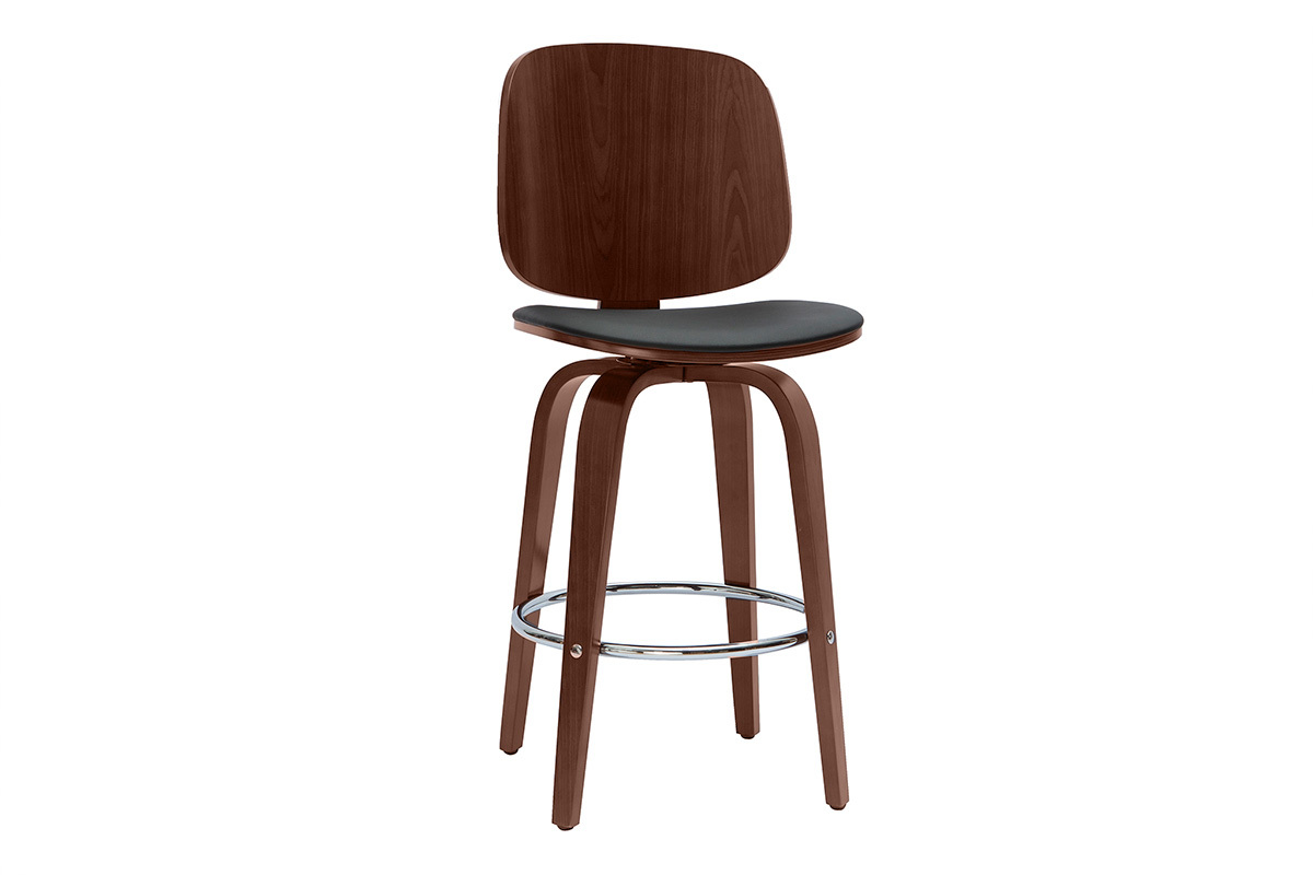 Design-Barhocker drehbar schwarz und dunkles Holz (2er-Set) BECK