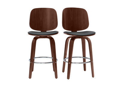 Design-Barhocker drehbar schwarz und dunkles Holz H66 cm (2er-Set) BECK