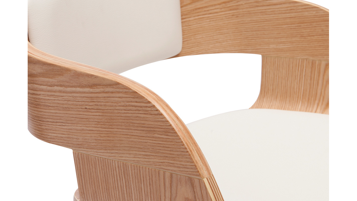 Design-Barhocker drehbar weiß und helles Holz H 67 cm GAO