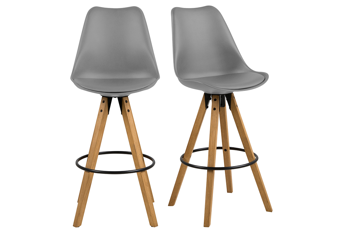 Design-Barhocker Dunkelgrau und Holz 2 Stck. NADJA