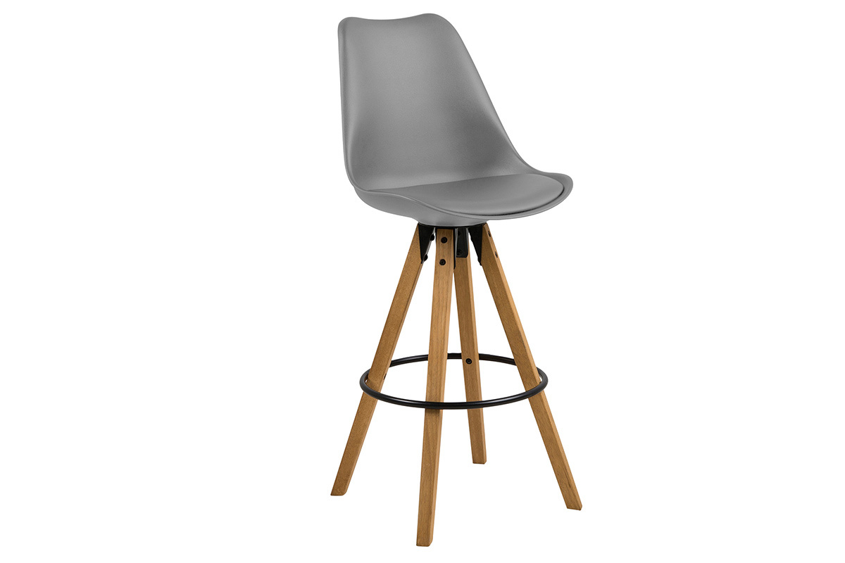Design-Barhocker Dunkelgrau und Holz 2 Stck. NADJA