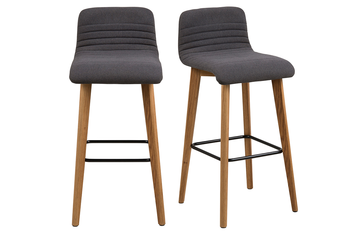 Design-Barhocker Dunkelgrau und Holz 2 Stck. ULRIK