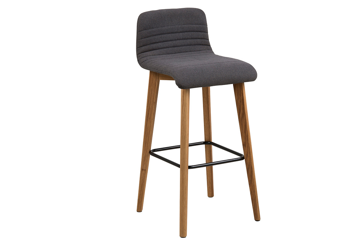 Design-Barhocker Dunkelgrau und Holz 2 Stck. ULRIK