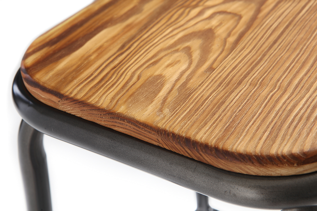 Design-Barhocker dunkles Holz und Edelstahl 65 cm 2 St�ck MEMPHIS