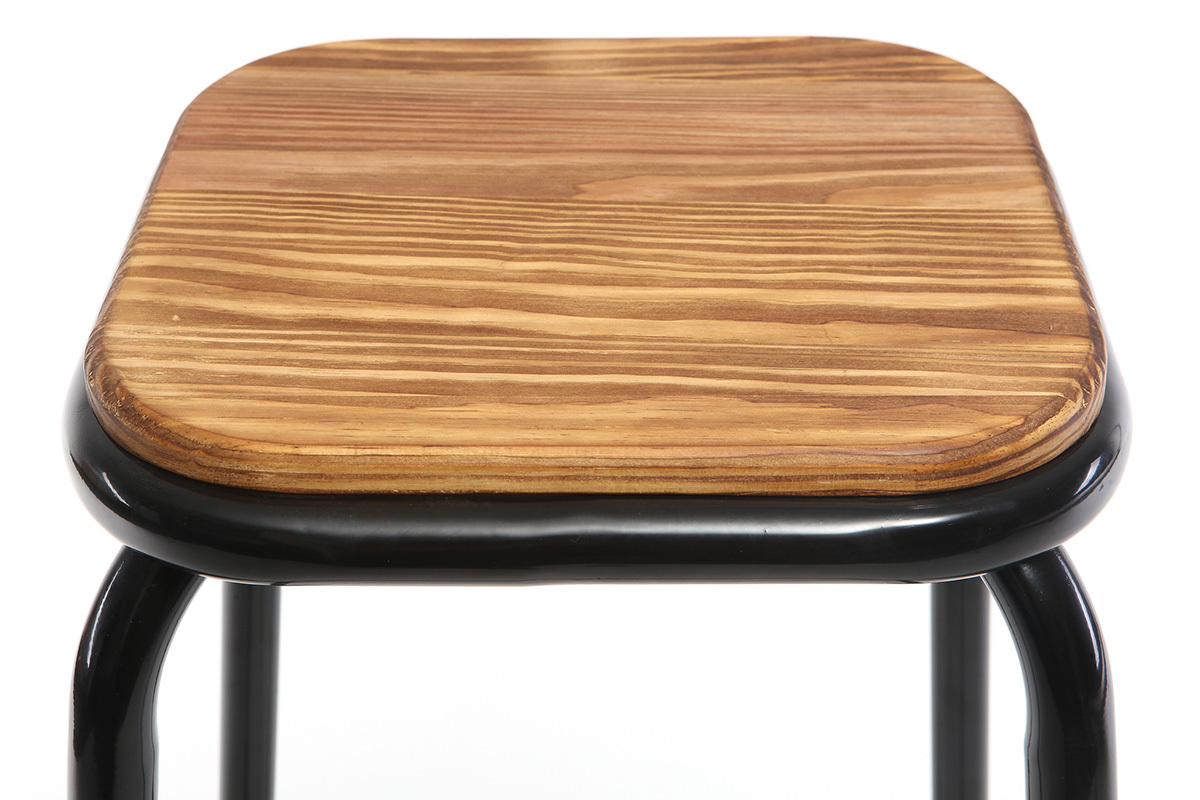 Design-Barhocker Edelstahl 2er-Set dunkles Holz MEMPHIS