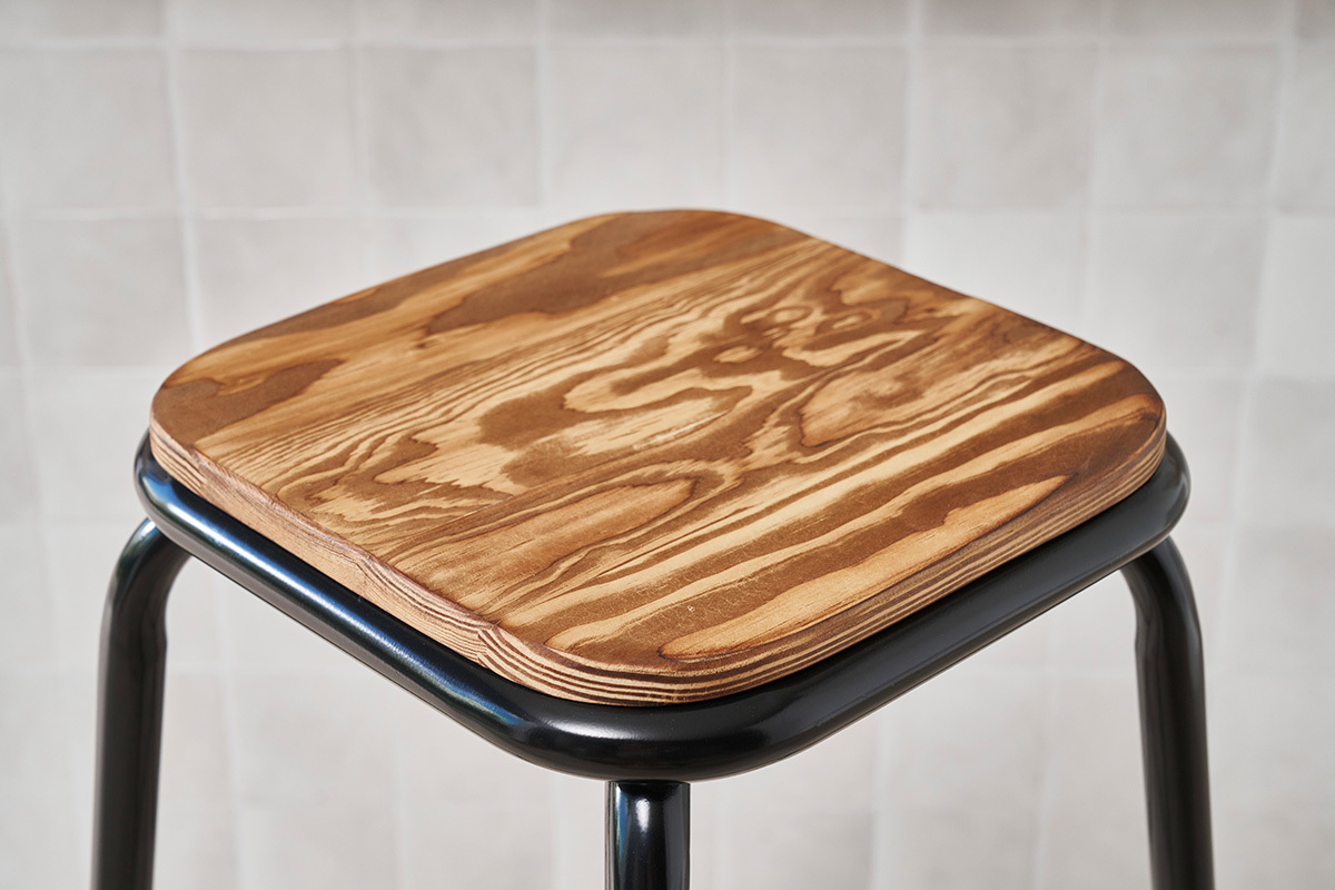 Design-Barhocker Edelstahl 2er-Set dunkles Holz MEMPHIS