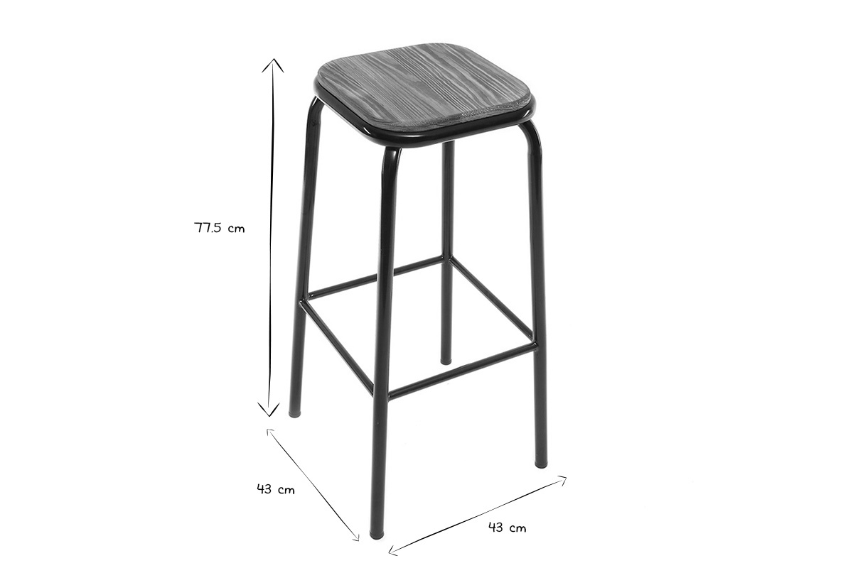Design-Barhocker Edelstahl 2er-Set H 75 cm dunkles Holz MEMPHIS