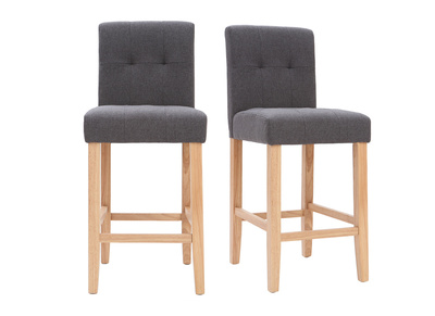 Design-Barhocker gepolstert Dunkelgrau und Holz 65 cm 2er-Set ESTER