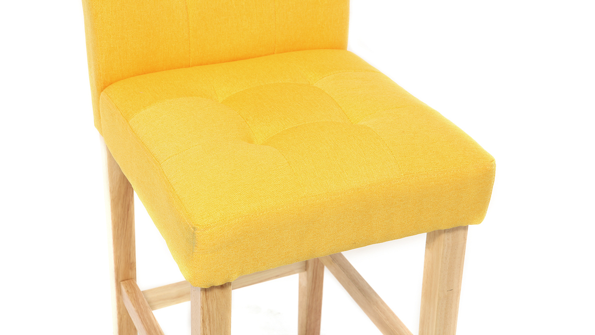 Design-Barhocker gepolstert Gelb und Holz 65 cm 2er-Set ESTER