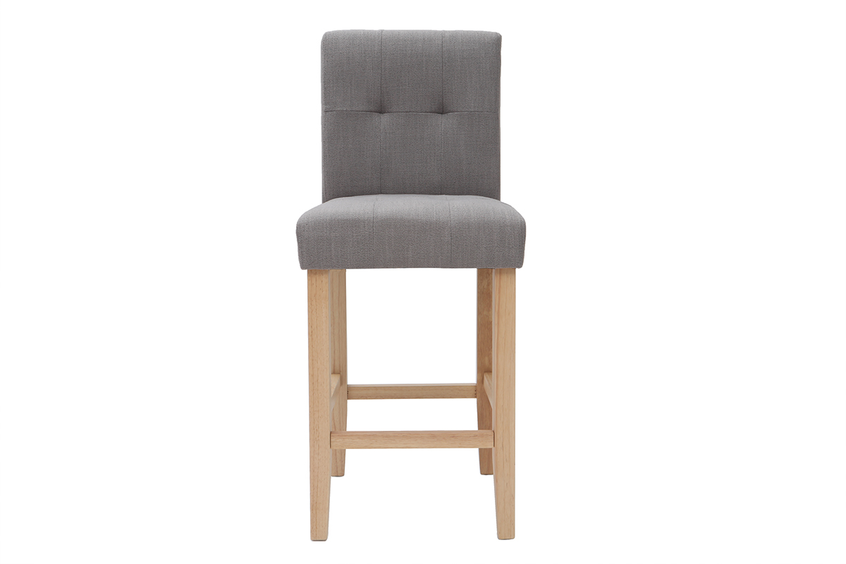 Design-Barhocker gepolstert Hellgrau und Holz 65 cm 2er-Set ESTER