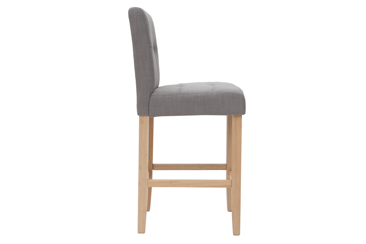 Design-Barhocker gepolstert Hellgrau und Holz 65 cm 2er-Set ESTER