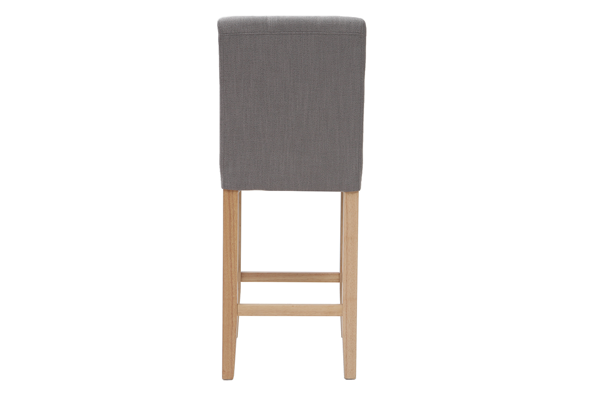 Design-Barhocker gepolstert Hellgrau und Holz 65 cm 2er-Set ESTER