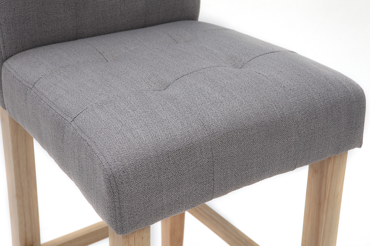 Design-Barhocker gepolstert Hellgrau und Holz 65 cm 2er-Set ESTER