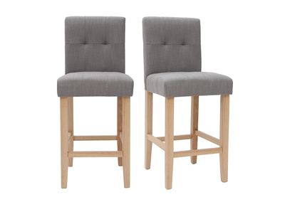 Design-Barhocker gepolstert Hellgrau und Holz 65 cm 2er-Set ESTER
